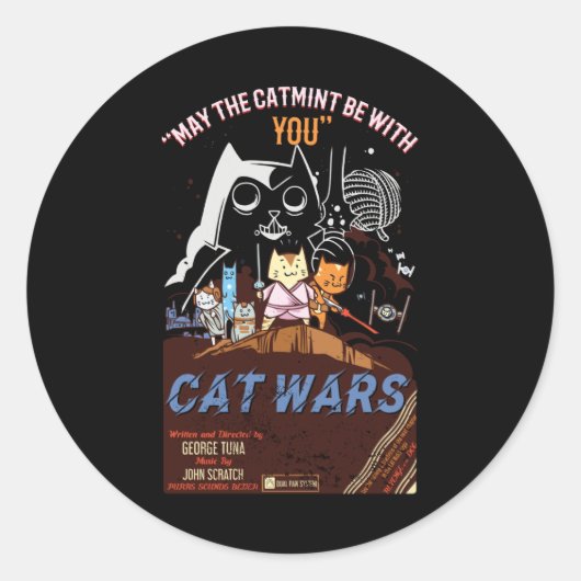 Kat Wars Ronde Sticker (Voorkant)