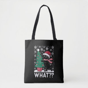 Kat Wat Een Grappige Zwarte Kat Die Kerstboom Duwt Draagtas