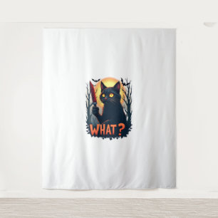 Kat wat een moorddadige zwarte kat met een kinderk wandkleed