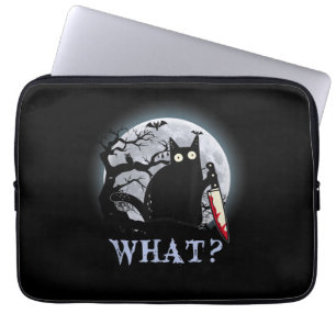 Kat wat een moorddadige zwarte kat met een mes Hal Laptop Sleeve