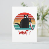 kat wat grappig zwart kat met moordende kat bedankkaart (Staand voorkant)