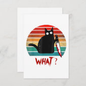 kat wat grappig zwart kat met moordende kat bedankkaart (Voorkant / Achterkant)