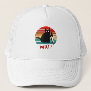 kat wat grappig zwart kat met moordende kat trucker pet