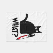 Kat wat grappig zwart kat moordende kat met mes fleece deken (Voorkant (Horizontaal))