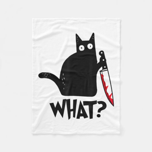 Kat wat grappig zwart kat moordende kat met mes fleece deken (Voorkant)