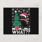 Kat Wat Grappig Zwart Kat Pushing Kerstboom Feestdagenkaart (Voorkant)