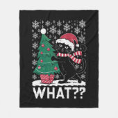 Kat Wat Grappig Zwart Kat Pushing Kerstboom Fleece Deken (Voorkant)
