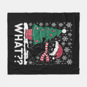 Kat Wat Grappig Zwart Kat Pushing Kerstboom Fleece Deken (Voorkant (Horizontaal))