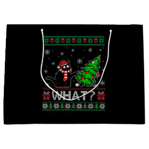 Kat Wat Grappig Zwart Kat Pushing Kerstboom Groot Cadeauzakje