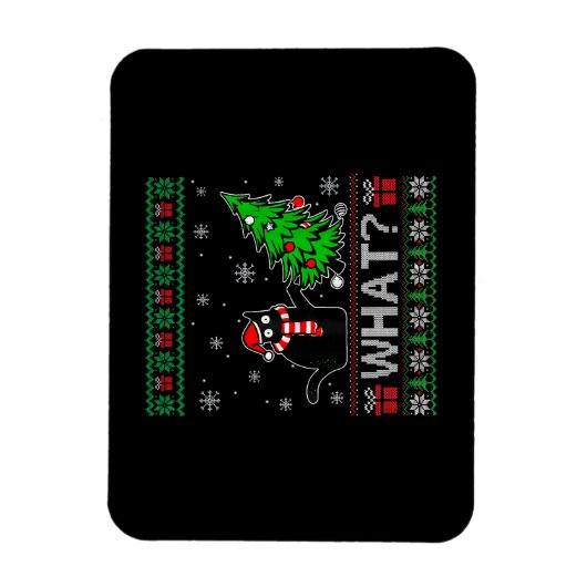 Kat Wat Grappig Zwart Kat Pushing Kerstboom Magneet (Verticaal)