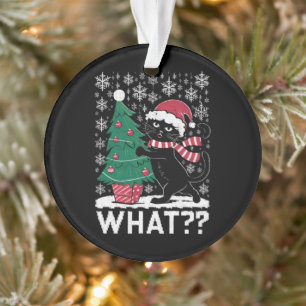 Kat Wat Grappig Zwart Kat Pushing Kerstboom Ornament