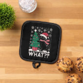 Kat Wat Grappig Zwart Kat Pushing Kerstboom Pannenlap (Top down)