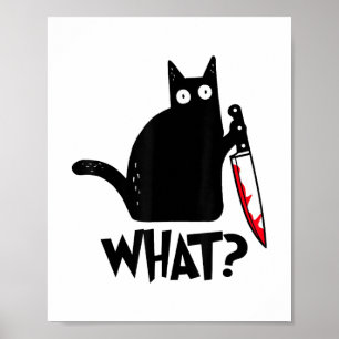 Kat Wat_ Grappige Zwarte Kat Poster