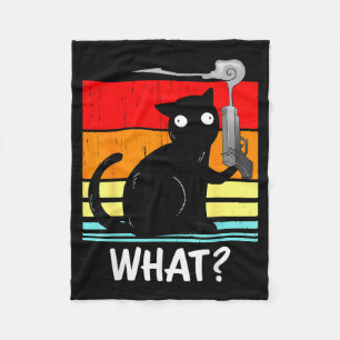 Kat Wat_ Moorddadige Zwarte Kat Met Pistool Hallow Fleece Deken