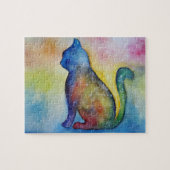 Kat Waterverf foto puzzel met geschenkdoos (Horizontaal)
