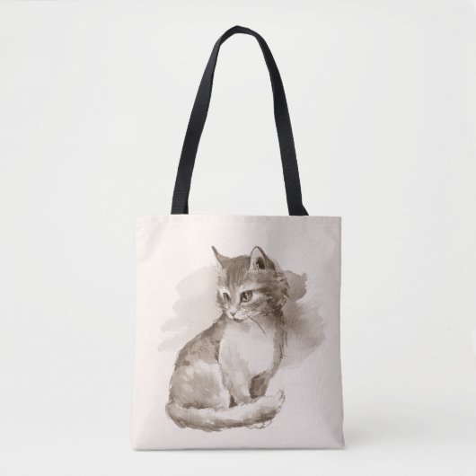 Kat. Waterverf Tote Bag (Voorkant)