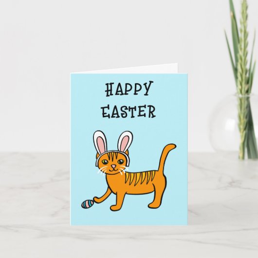 Kat Wearing Rabbit Ears Happy Pasen Kaart (Voorkant)