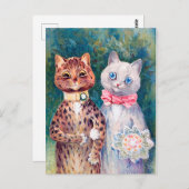 Kat Wedding, huwelijk, bride, Louis Wain Briefkaart (Voorkant / Achterkant)