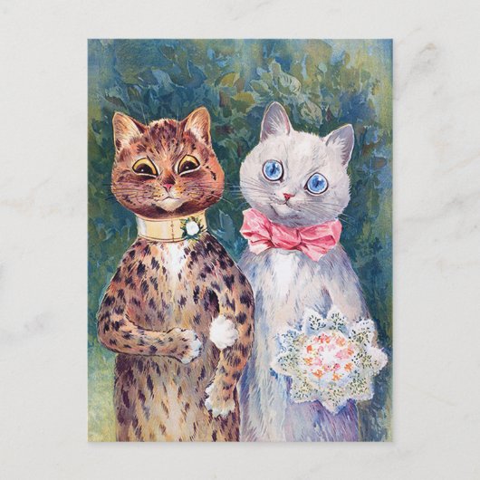 Kat Wedding, huwelijk, bride, Louis Wain Briefkaart (Voorkant)