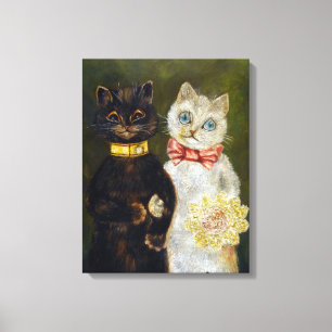 Kat Wedding, huwelijk, bride, Louis Wain Canvas Afdruk