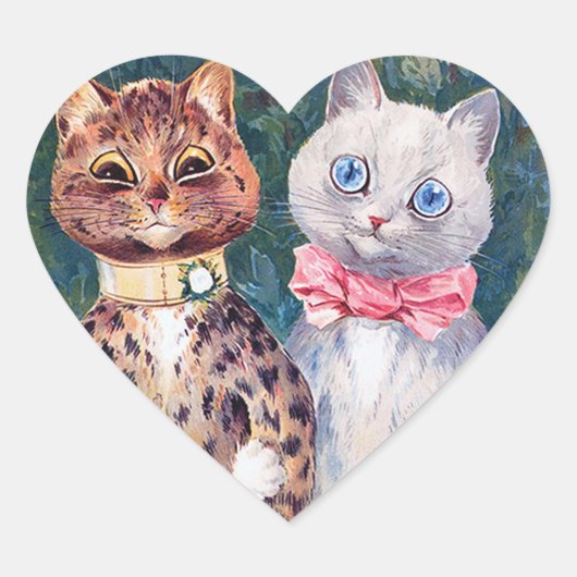 Kat Wedding, huwelijk, bride, Louis Wain Hart Sticker (Voorkant)