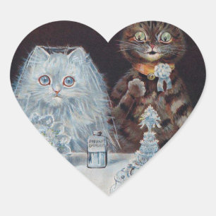 Kat Wedding, huwelijk, bride, Louis Wain Hart Sticker