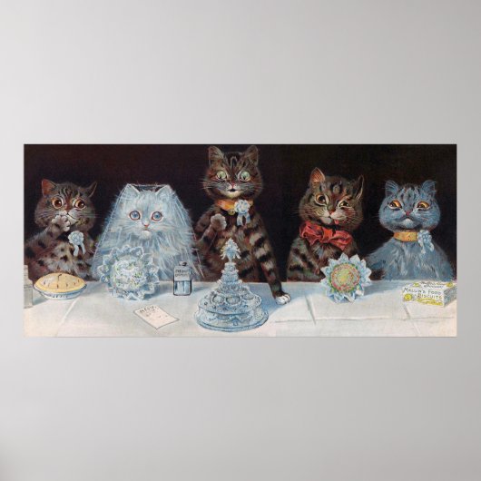 Kat Wedding, huwelijk, bride, Louis Wain Poster (Voorkant)