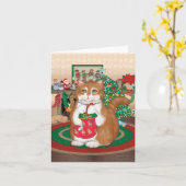 Kat Wenskaart kerststaarten Kaart (Gele Bloem)