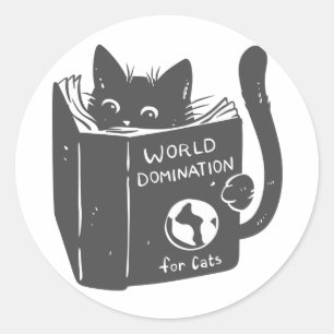 Kat wereldoverheersing katten - Kies achterkleur Ronde Sticker