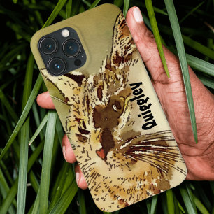 Kat Whiskers Heart Nose Waterverf iPhone 13 Pro Max Hoesje