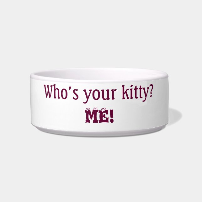 Kat: Wie is je kat?.. ik. Cute Funny Humoriss Voerbakje (Voorkant)