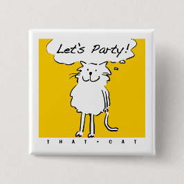Kat wil een feestje geven! vierkante button 5,1 cm