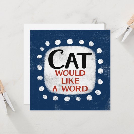 Kat wil graag een woord Wenskaart Kaart (Voorkant / Achterkant in situ)