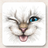 Kat Wink Blue Eye Onderzetter | Kat-kurk Onderzett (Voorkant)