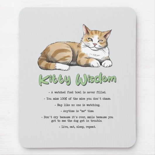 Kat Wisdom - Funny Cat Rules met een bruine kat Muismat (Voorkant)