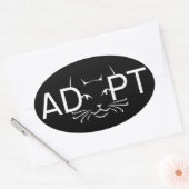 Kat wit adopteren ovale sticker (Envelop)