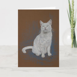 kat, witte, Gelukkige Verjaardag, fijn art. Kaart