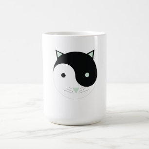 Kat Yin Yang met Mint Groen, Zwart en Wit Magische Mok