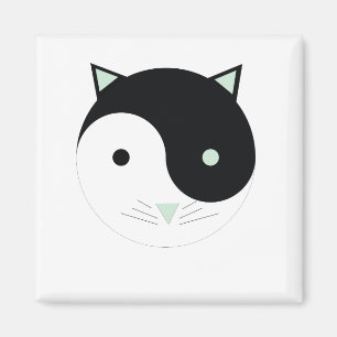 Kat Yin Yang met Mint Groen, Zwart en Wit Magneet