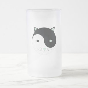 Kat Yin Yang met Mint Groen, Zwart en Wit Matglas Bierpul