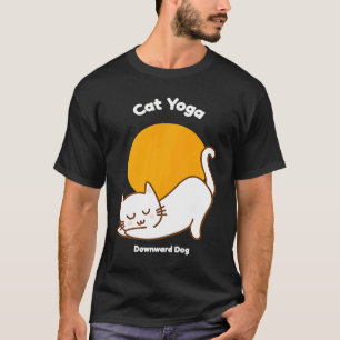 Kat Yoga naar beneden Humor Dog Kat Keukenwerkout T-shirt