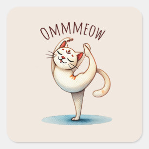 Kat Yoga Pose - Miauw Vierkante Sticker