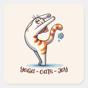 Kat Yoga Pose - Yoga - Katten - Vreugde Vierkante Sticker