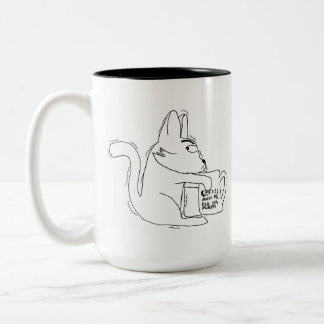 Kat zegt: "Koffie maakt dat ik me minder moorddadi Tweekleurige Koffiemok