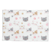 Kat ziet een glimlachend kattenpatroon kussensloop (Achterkant-Links)