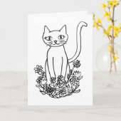 Kat zit  kaart (Gele Bloem)