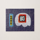 Kat zit voor jaarboek foto puzzel legpuzzel (Horizontaal)