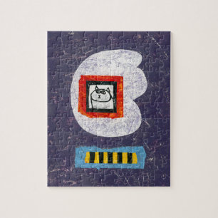 Kat zit voor jaarboek foto puzzel legpuzzel