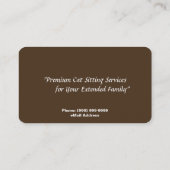 Kat Zitten/Cat Care Visitekaartje (Achterkant)