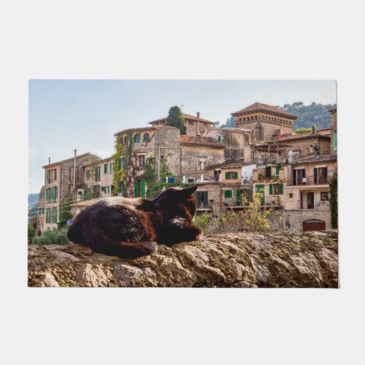 Kat zonnebaden aan de muur - Valldemossa, Mallorca Deurmat (Voorkant)